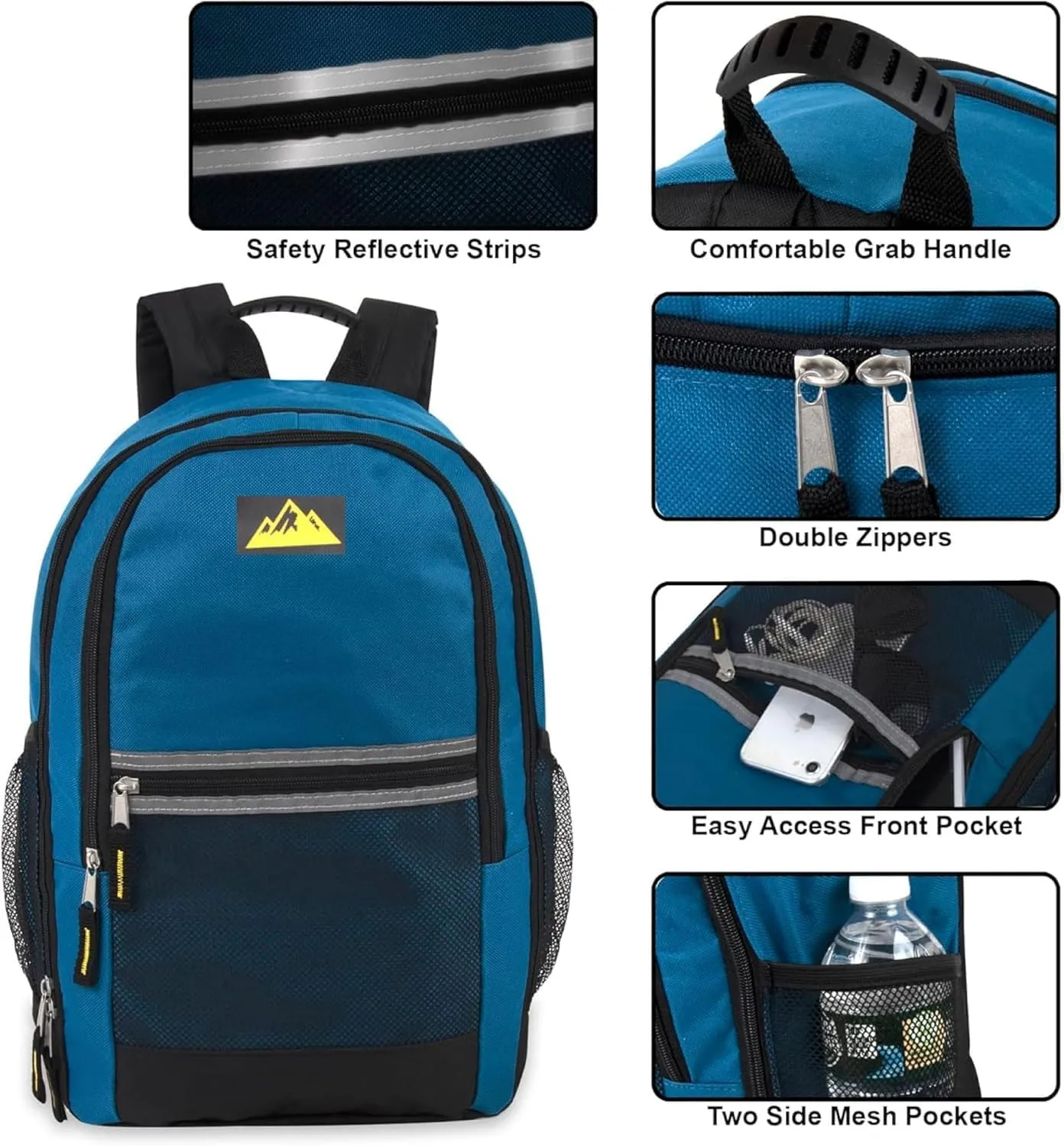 12 Pack 18 Inch Bulk Backpacks with Stationery Supplies, Preassembled Backpacks with Essential Office Supply Kit (Male Assortment)