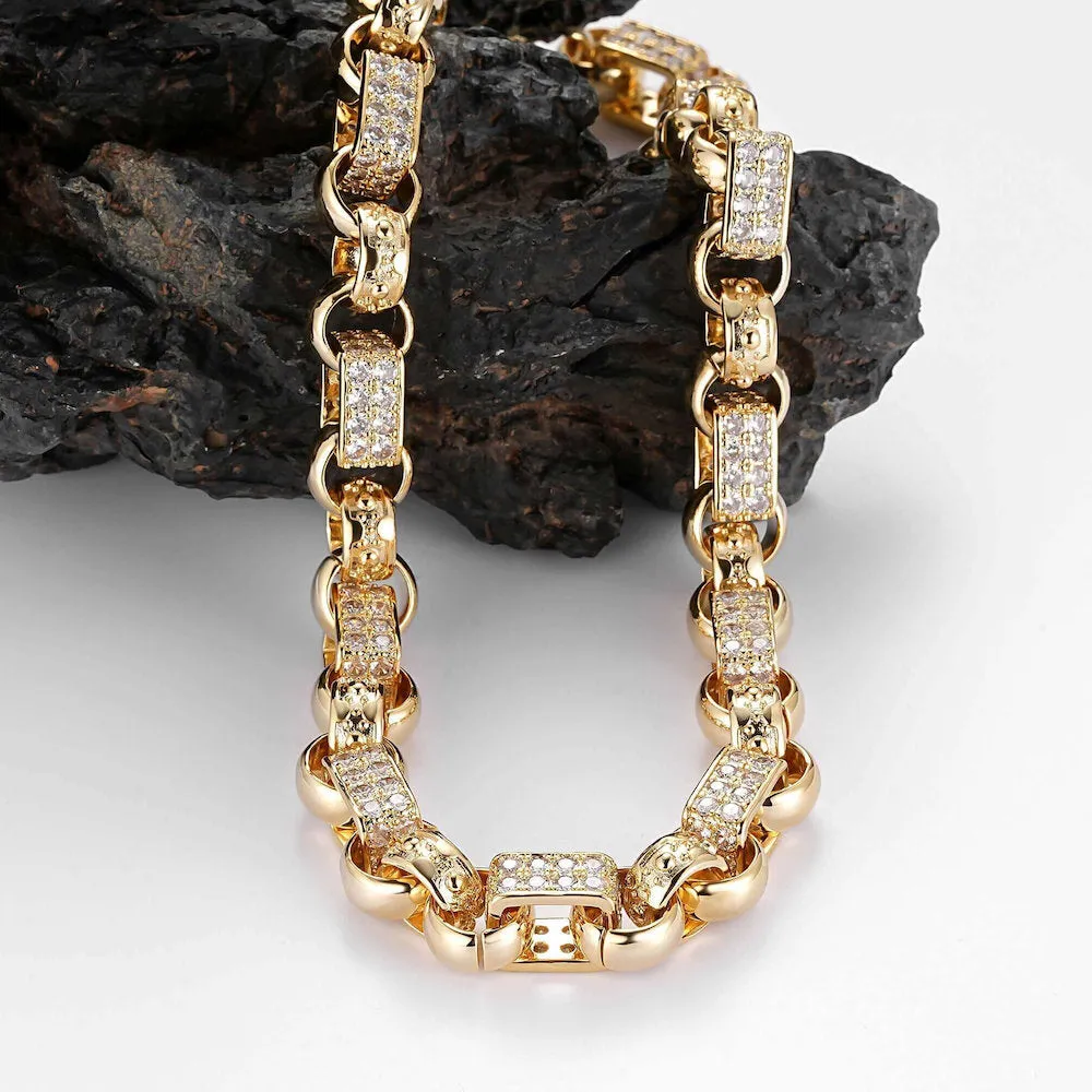 24-Inch Gold-Filled 13mm Gypsy Link Belcher Chain with Albert Clasp