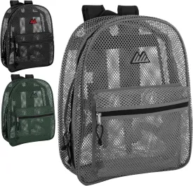 24 Pack Bulk Mesh Backpacks for School Kids, Adults, Beach, and Travel, 17" Mesh Backpacks in Bulk