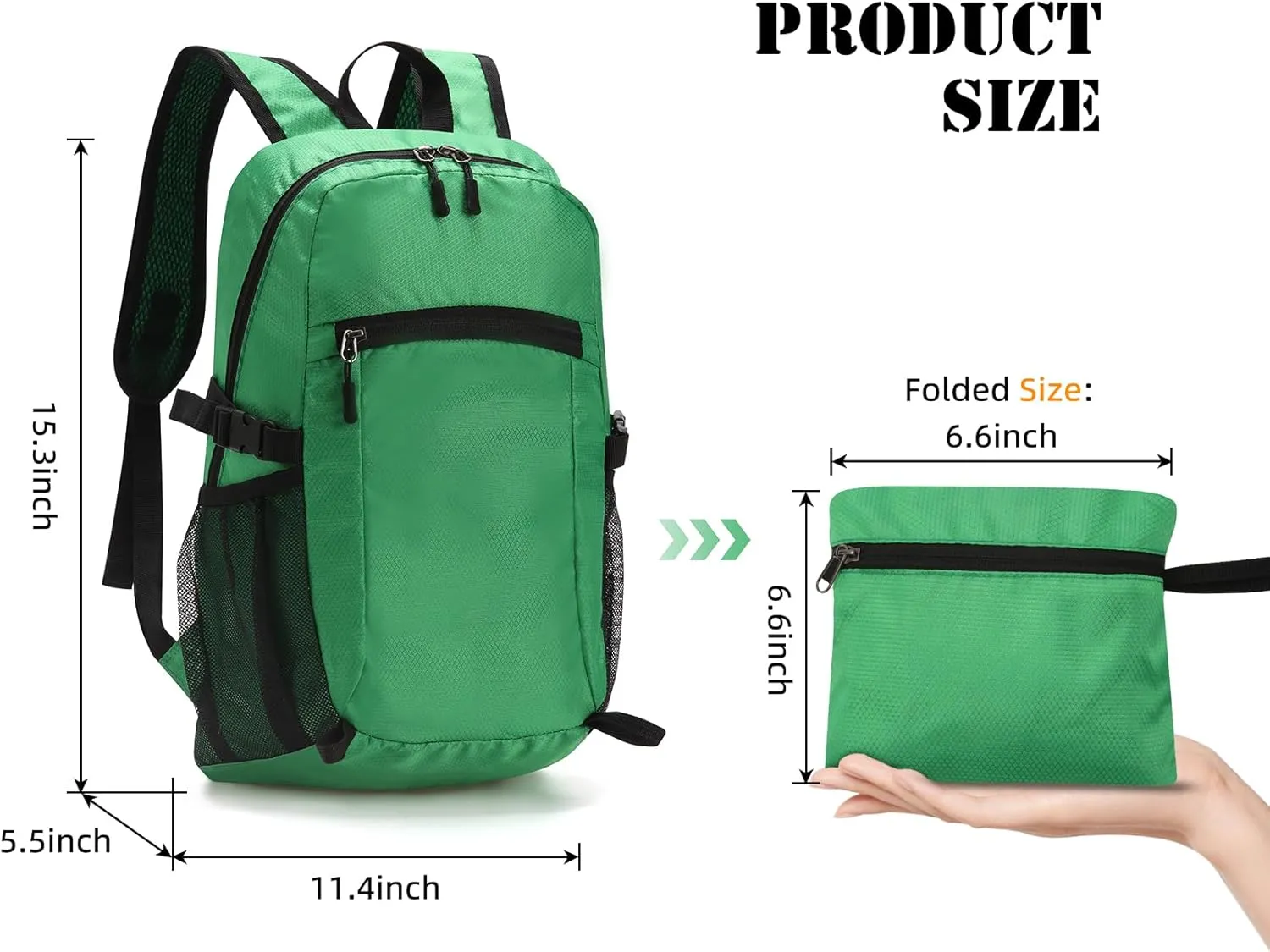 ALUSBELL Lightweight Hiking Backpack,Waterproof Small Hiking Daypack,Foldable Backpack for Travel,Ultralight Camping Green