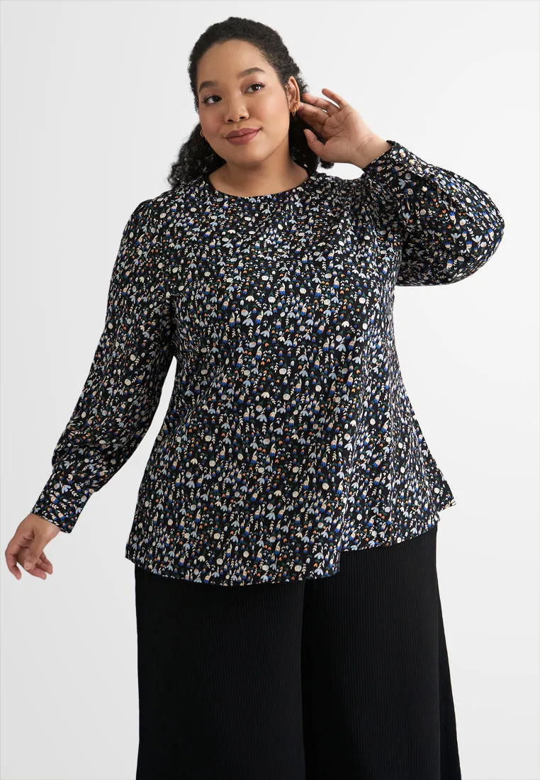 Anna Long Sleeves Printed Blouse