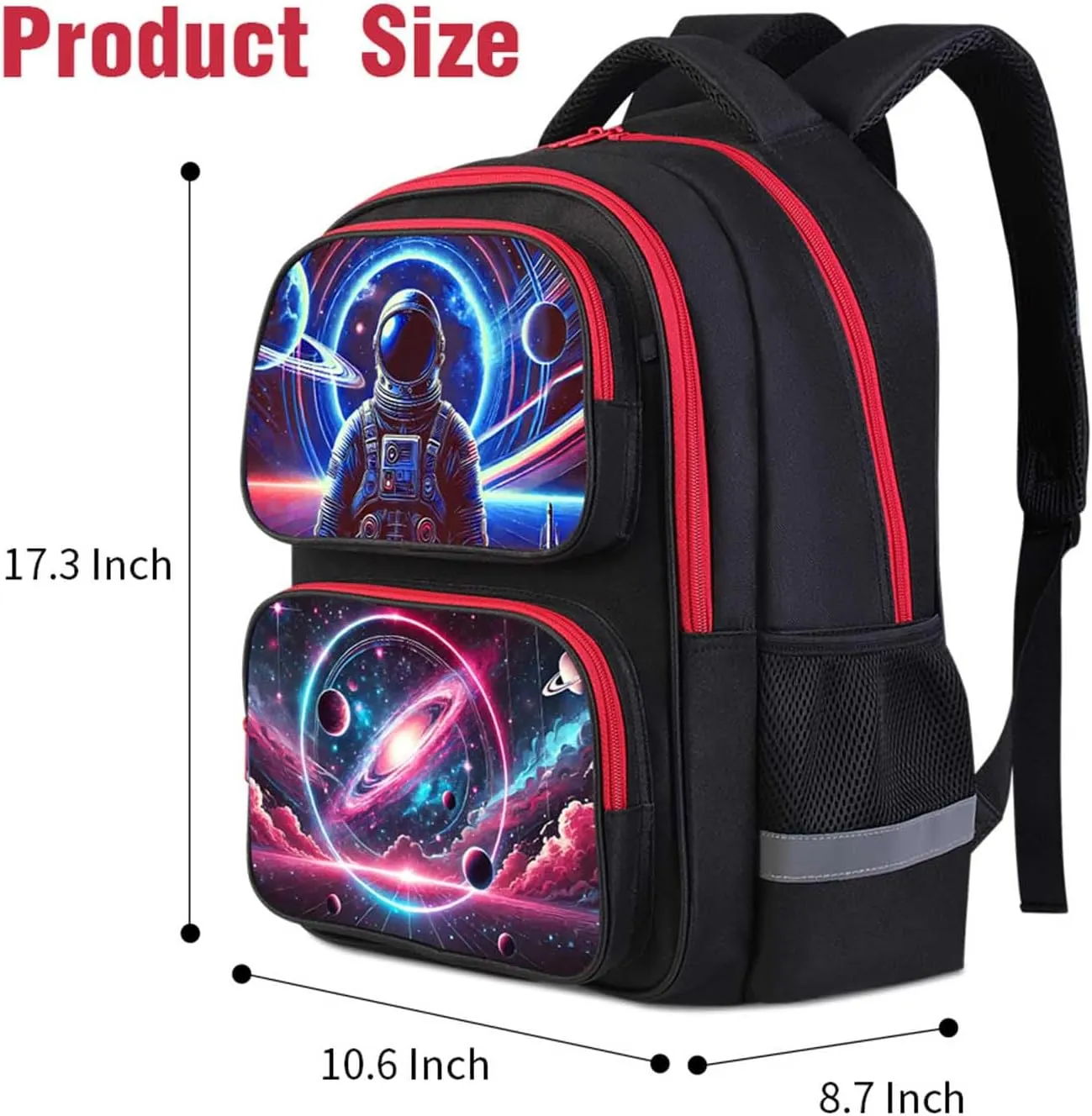 Astronaut Kids Backpack for Boys and Girls, School Bag with Printed Galaxy Space Pattern, 17" Lightweight Large Capacity Bookbag, Suitable for Elementary and Middle School Student Aged 618