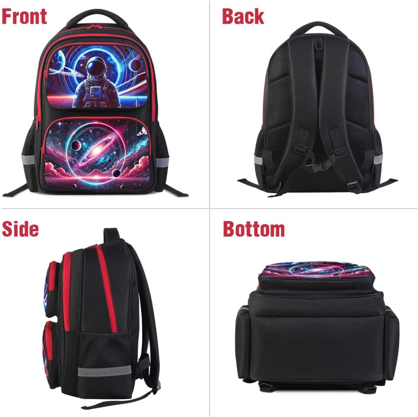 Astronaut Kids Backpack for Boys and Girls, School Bag with Printed Galaxy Space Pattern, 17" Lightweight Large Capacity Bookbag, Suitable for Elementary and Middle School Student Aged 618