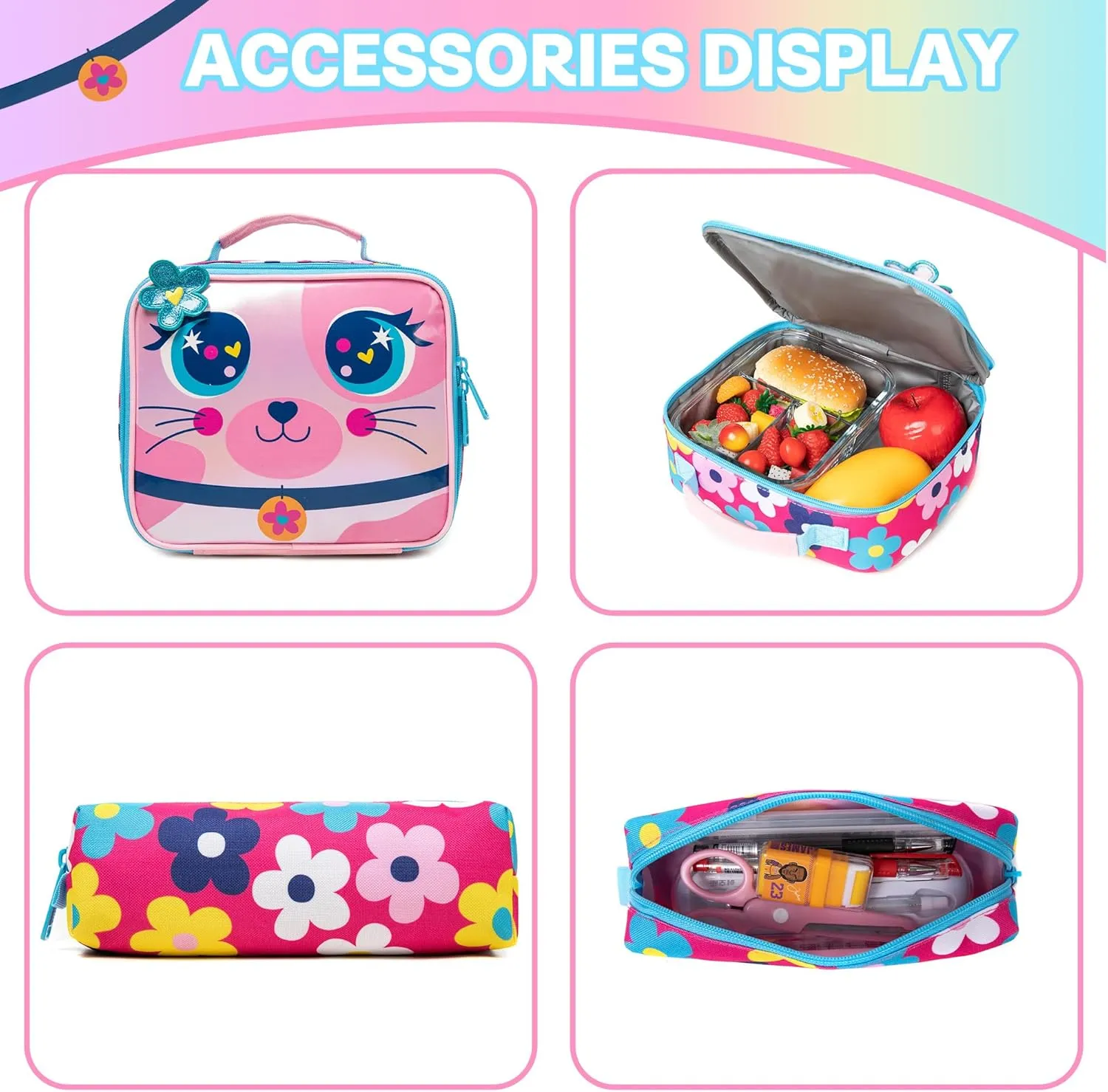 Backpacks for Girls School Bag Cute Girls Backpacks Ages 8-10 Kids Bookbag Set Travel Backpack for Preschool Kindergarten Elementary Students Backpack to School Supplies
