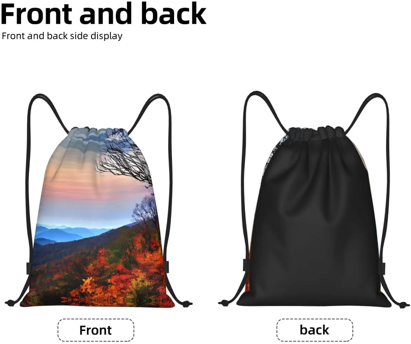 Blue Ridge Mountains print Sports Drawstring Backpack String Swim Gym Bag for Women and Men Small Gym Bag