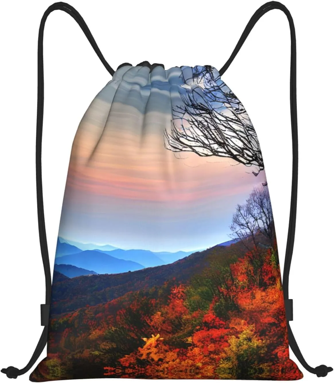 Blue Ridge Mountains print Sports Drawstring Backpack String Swim Gym Bag for Women and Men Small Gym Bag