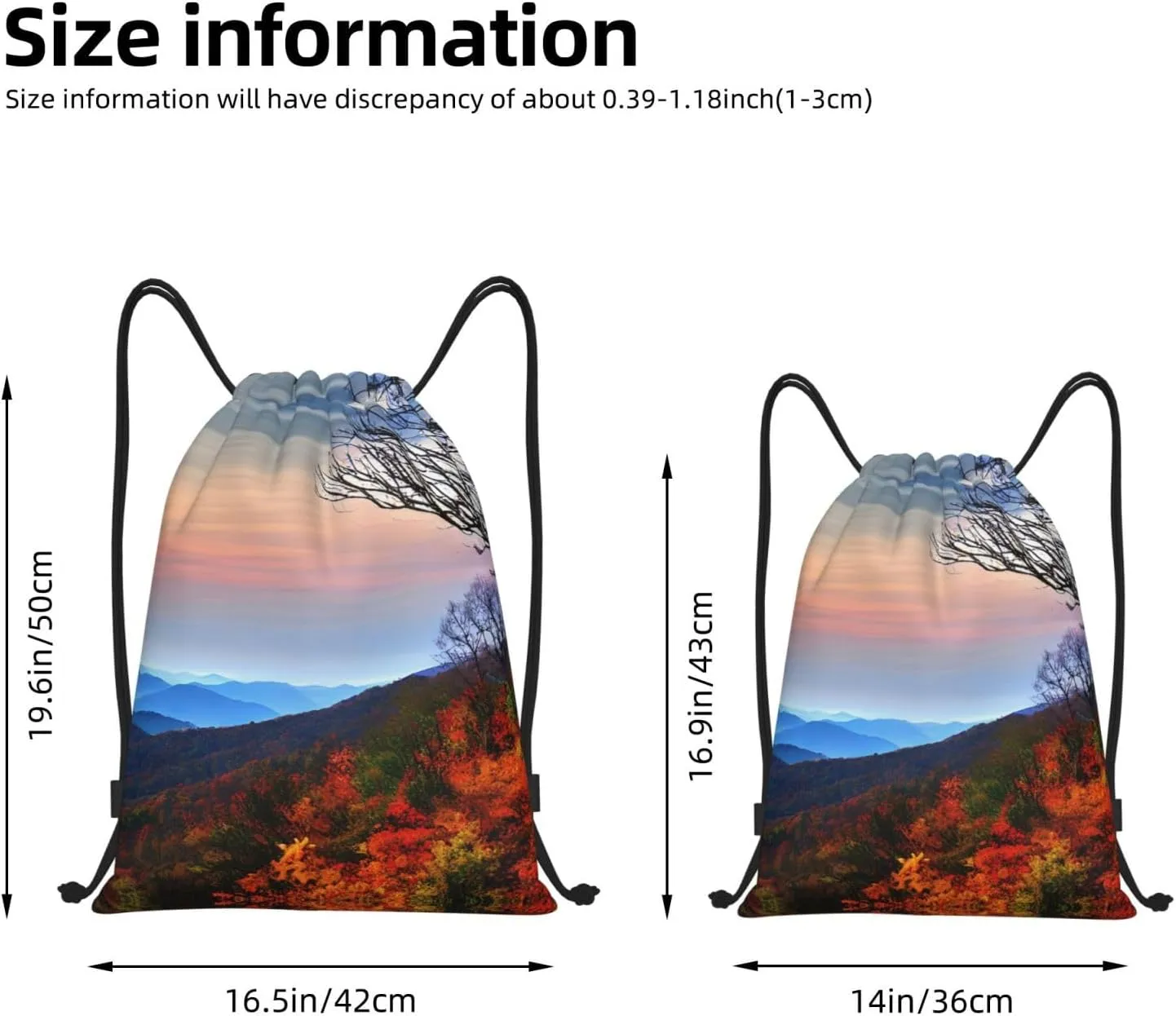 Blue Ridge Mountains print Sports Drawstring Backpack String Swim Gym Bag for Women and Men Small Gym Bag