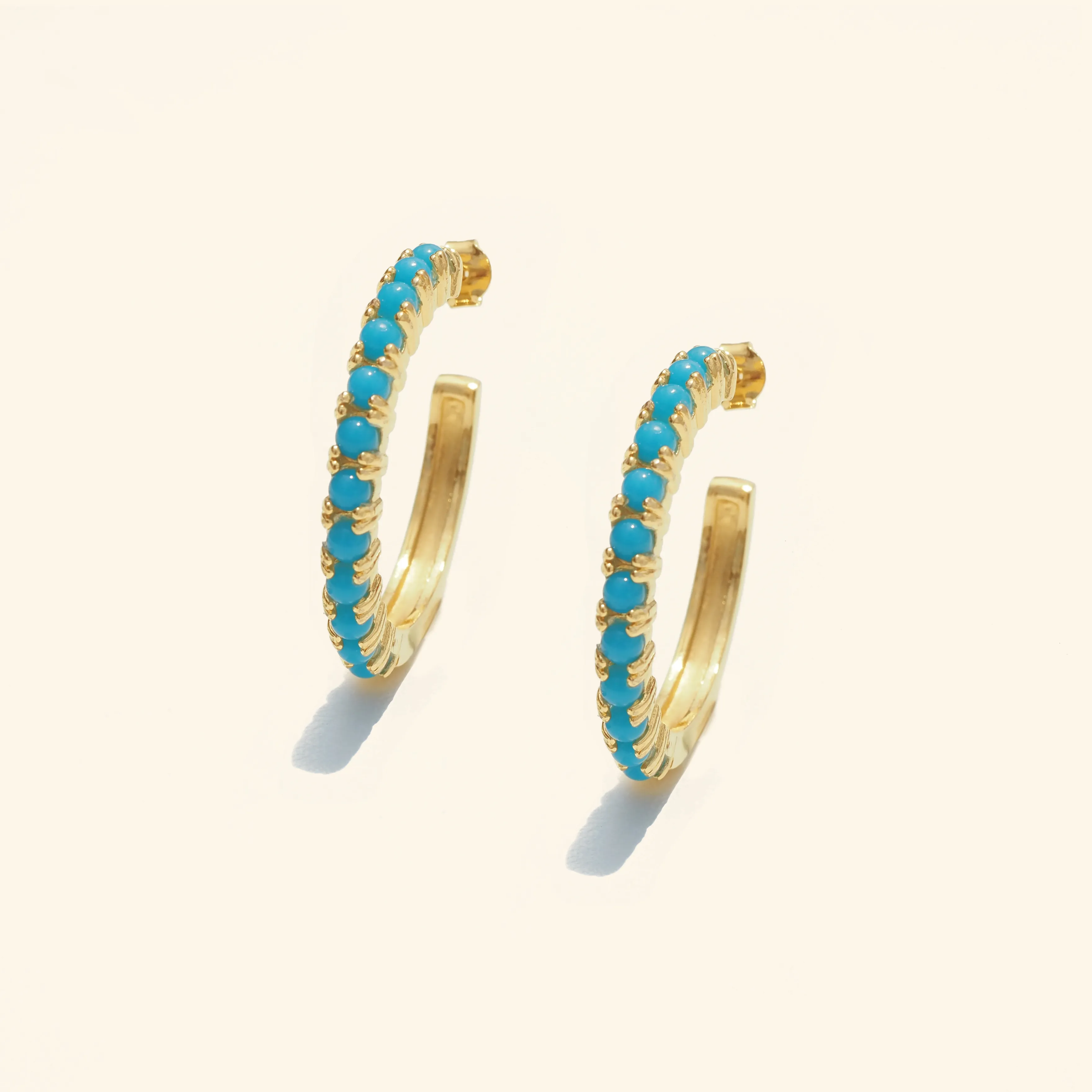 Blue turquoise Stud Hoop Earrings