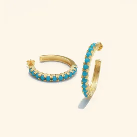 Blue turquoise Stud Hoop Earrings