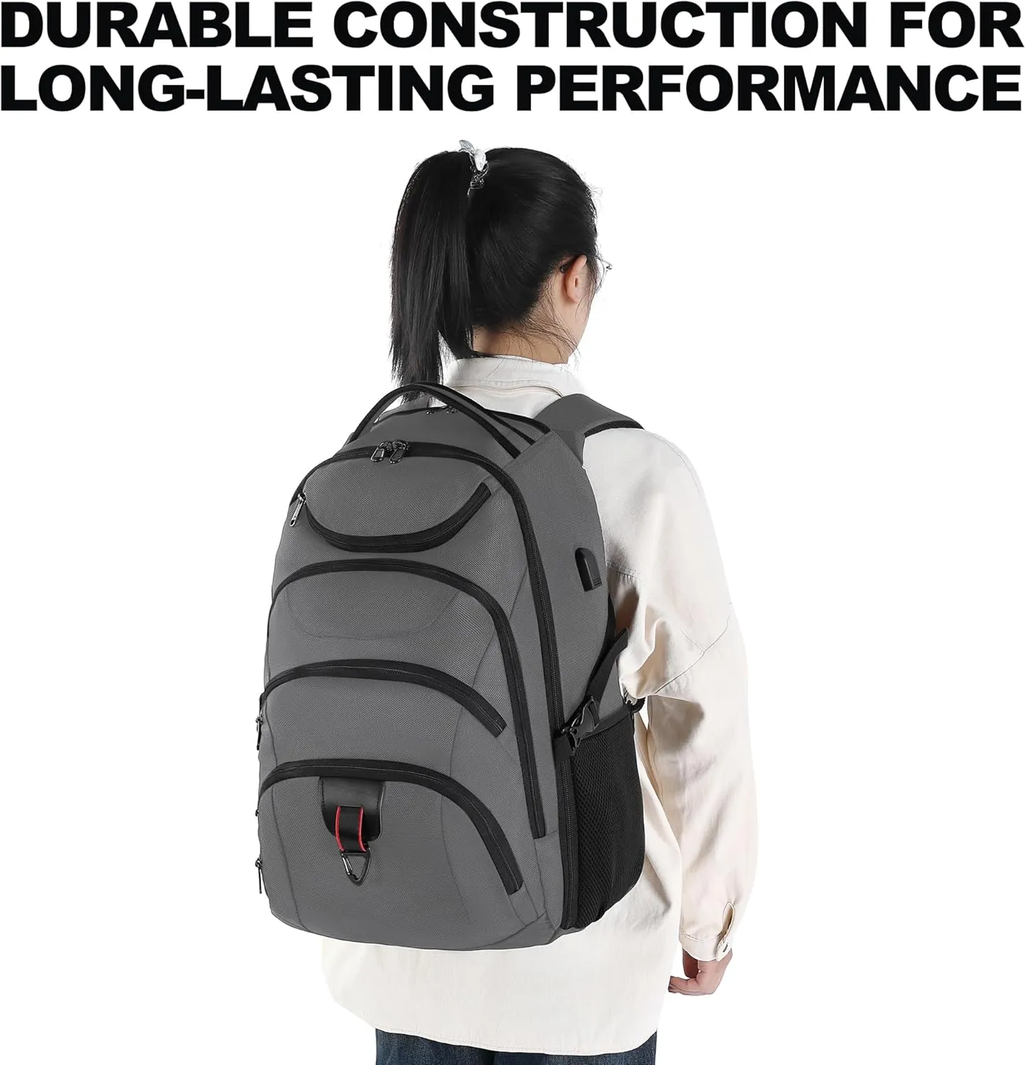 Boavan Rolling Backpack,Wheeled Backpack,Carry on Luggage Business Bag, Overnight College Computer Backpack Trolley Suitcase for Men Women Adults to TravelGray, 17.3
