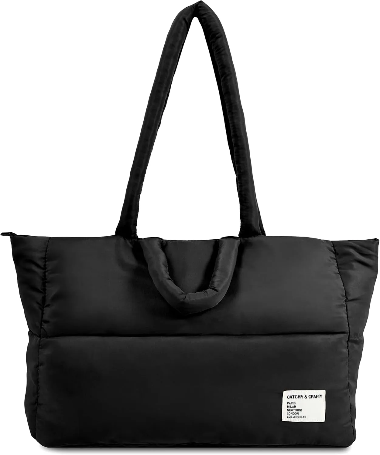 CATCHY & CRAFTY Puffer Tote Bag for Women Quilted Handbag Gym Bag for Workout Yoga Travel Padded Shoulder Bag