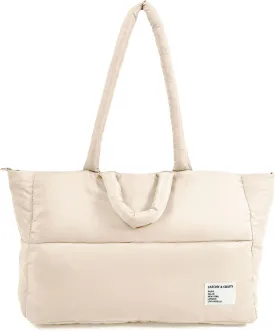 CATCHY & CRAFTY Puffer Tote Bag for Women Quilted Handbag Gym Bag for Workout Yoga Travel Padded Shoulder Bag