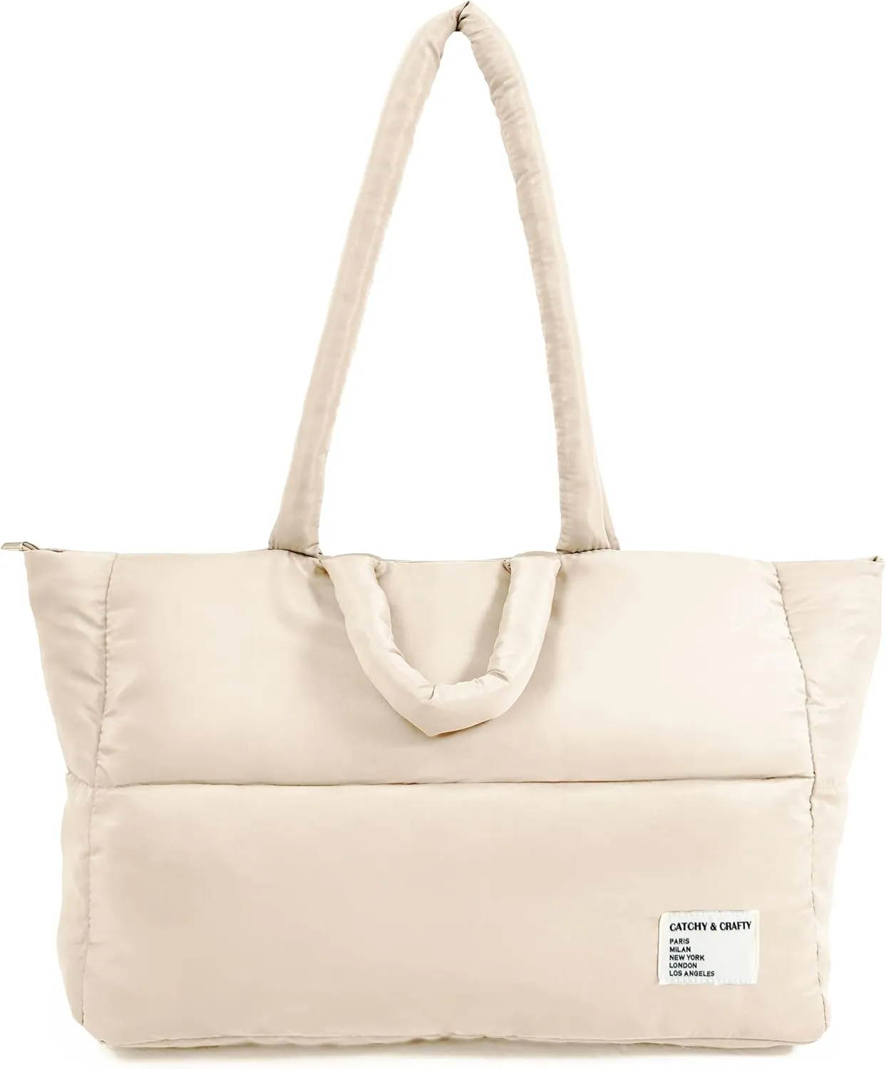 CATCHY & CRAFTY Puffer Tote Bag for Women Quilted Handbag Gym Bag for Workout Yoga Travel Padded Shoulder Bag