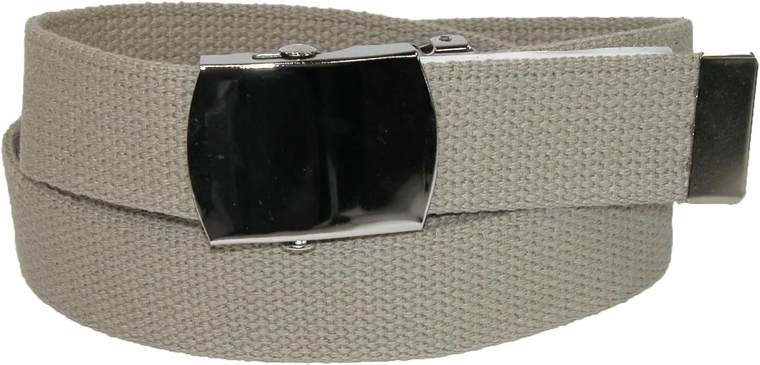CTM Big & Tall Cotton Belt with Nickel Finish Buckle (Pack of 3)