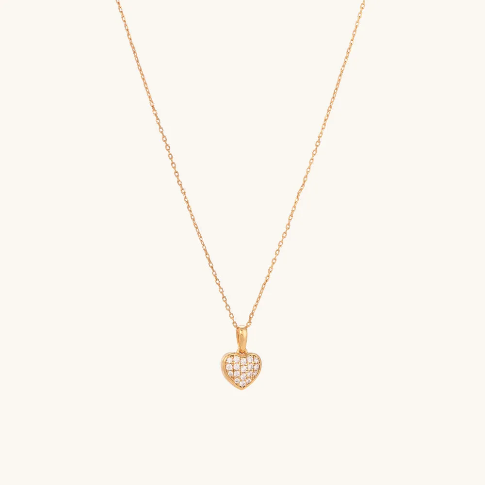 Cute Heart Diamond Necklace | 18k Gold Vermeil