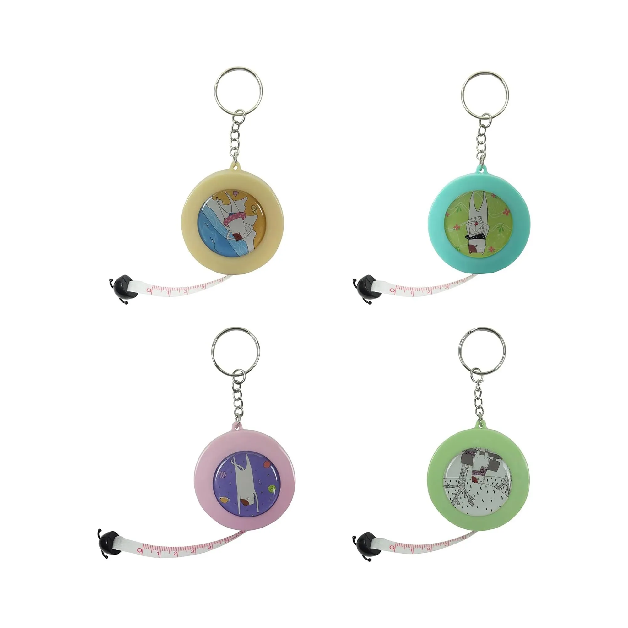 Cute Keychain Tape Measure Set - Portable and Fun Measuring Tool (Set of 4)