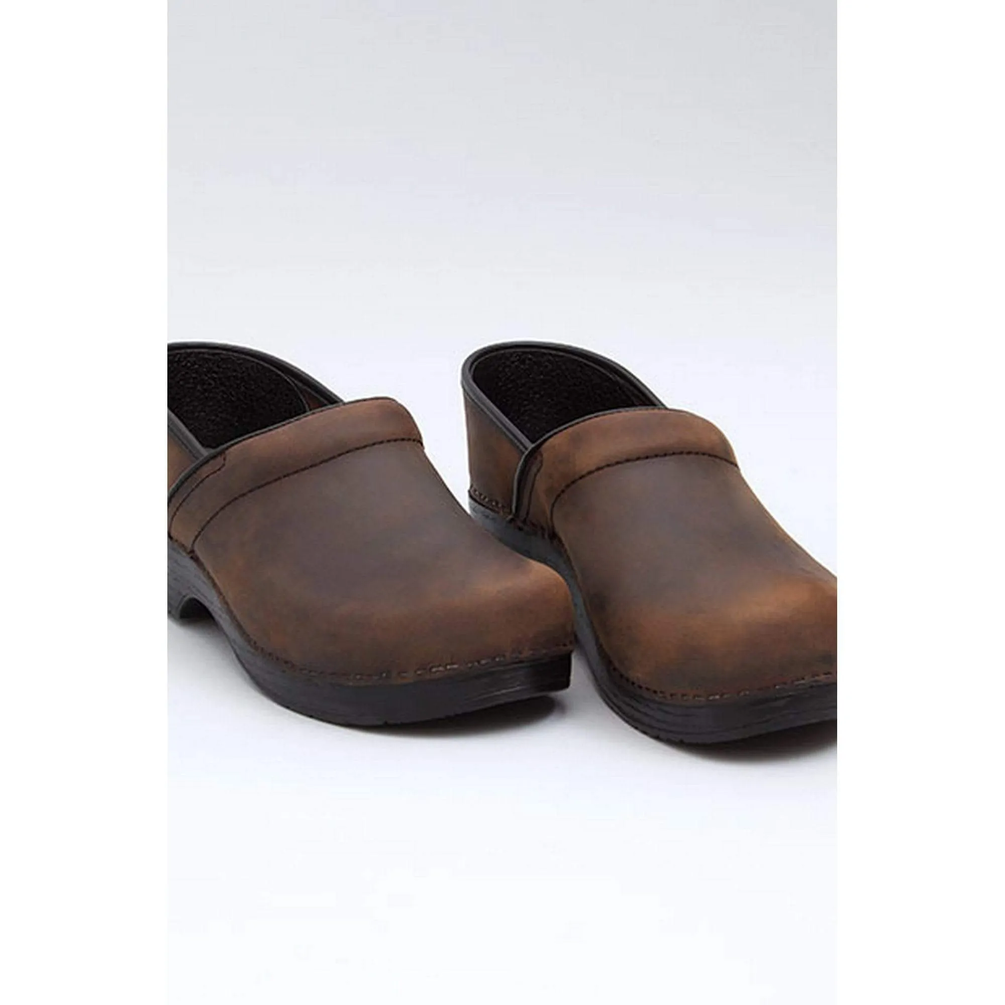DANSKO Men's Narrow Professional Brown Oiled Leather Clogs