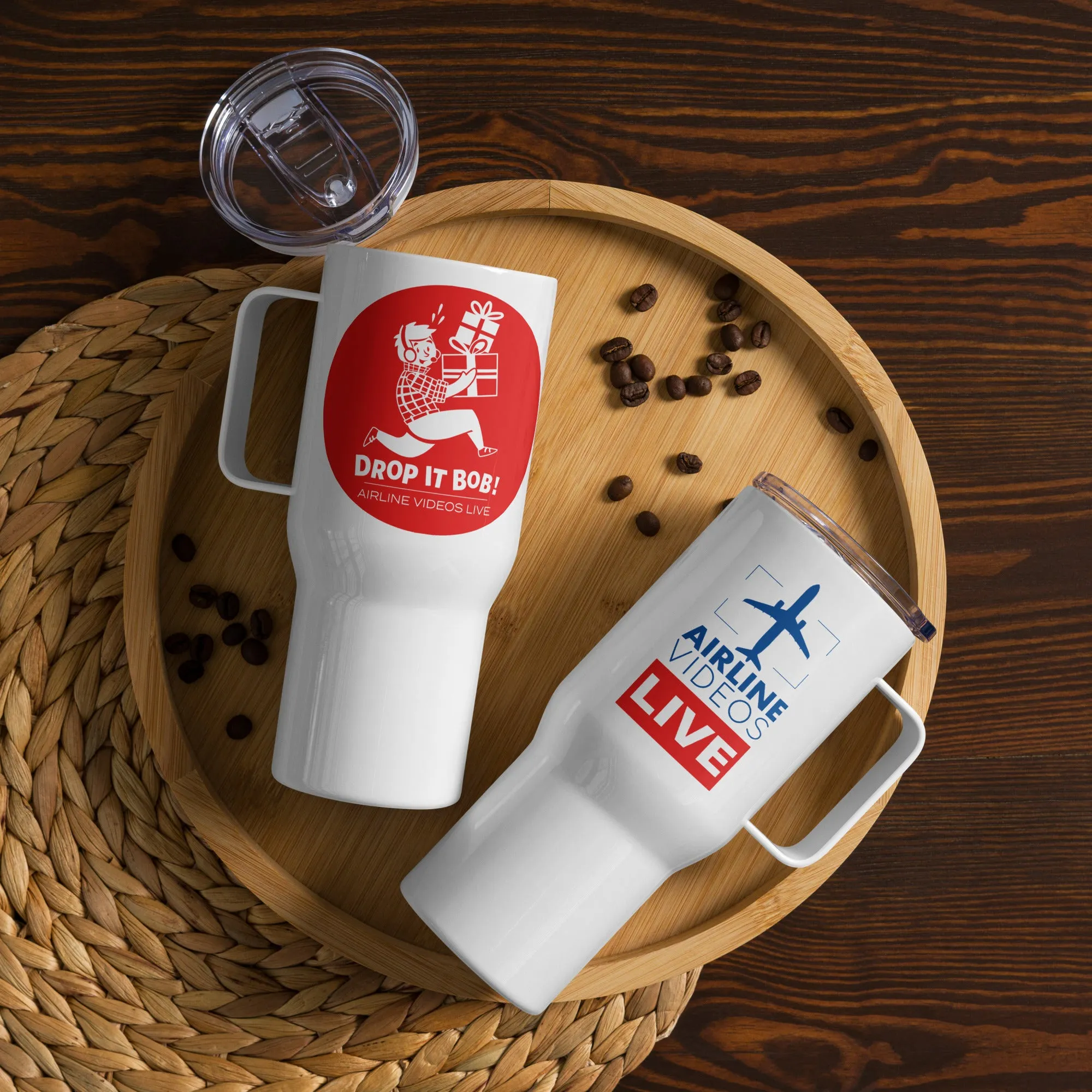 DROP IT BOB! (RED) Travel mug with a handle
