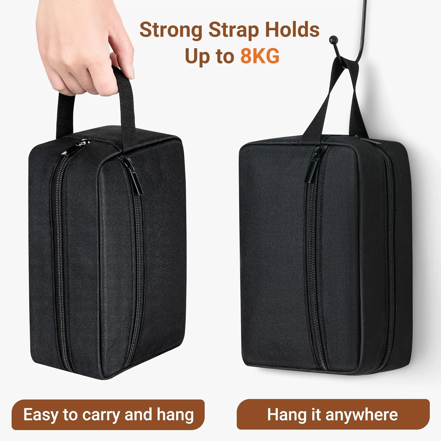 Elviros Travel Toiletry Bag for Women and Men, Lightweight Makeup Bag Hanging Dopp Kit with Shaving Compartment Cosmetic Organizer Small Tool Bag Travel Essentials, Black
