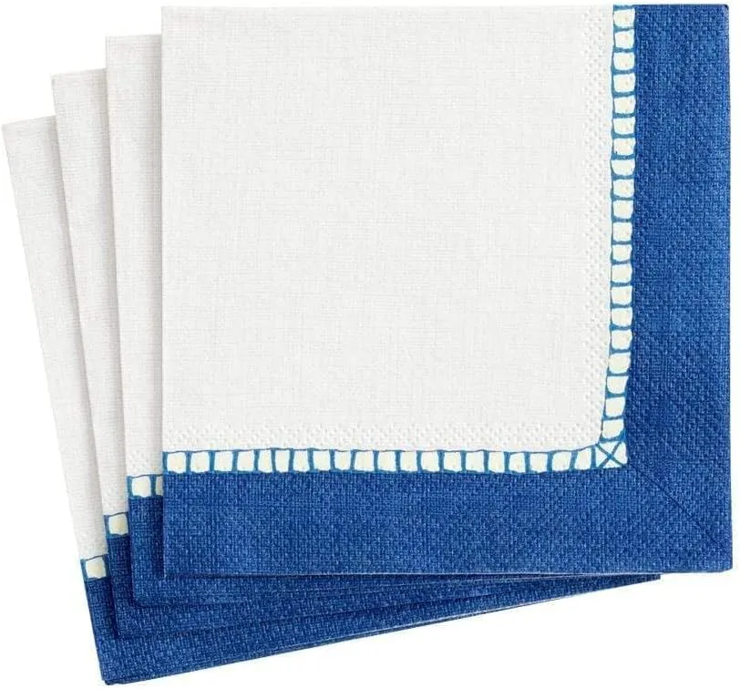 Entertaining with Caspari Linen Cocktail Napkin, Marine Blue, Pack of 20