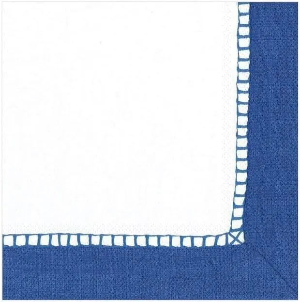 Entertaining with Caspari Linen Cocktail Napkin, Marine Blue, Pack of 20