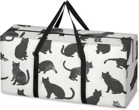 Extra Large Moving Bags Cats Printed Storage Bags with Handles and Zippers Large Packing Bags for Space Saving Storage Totes Moving Supplies