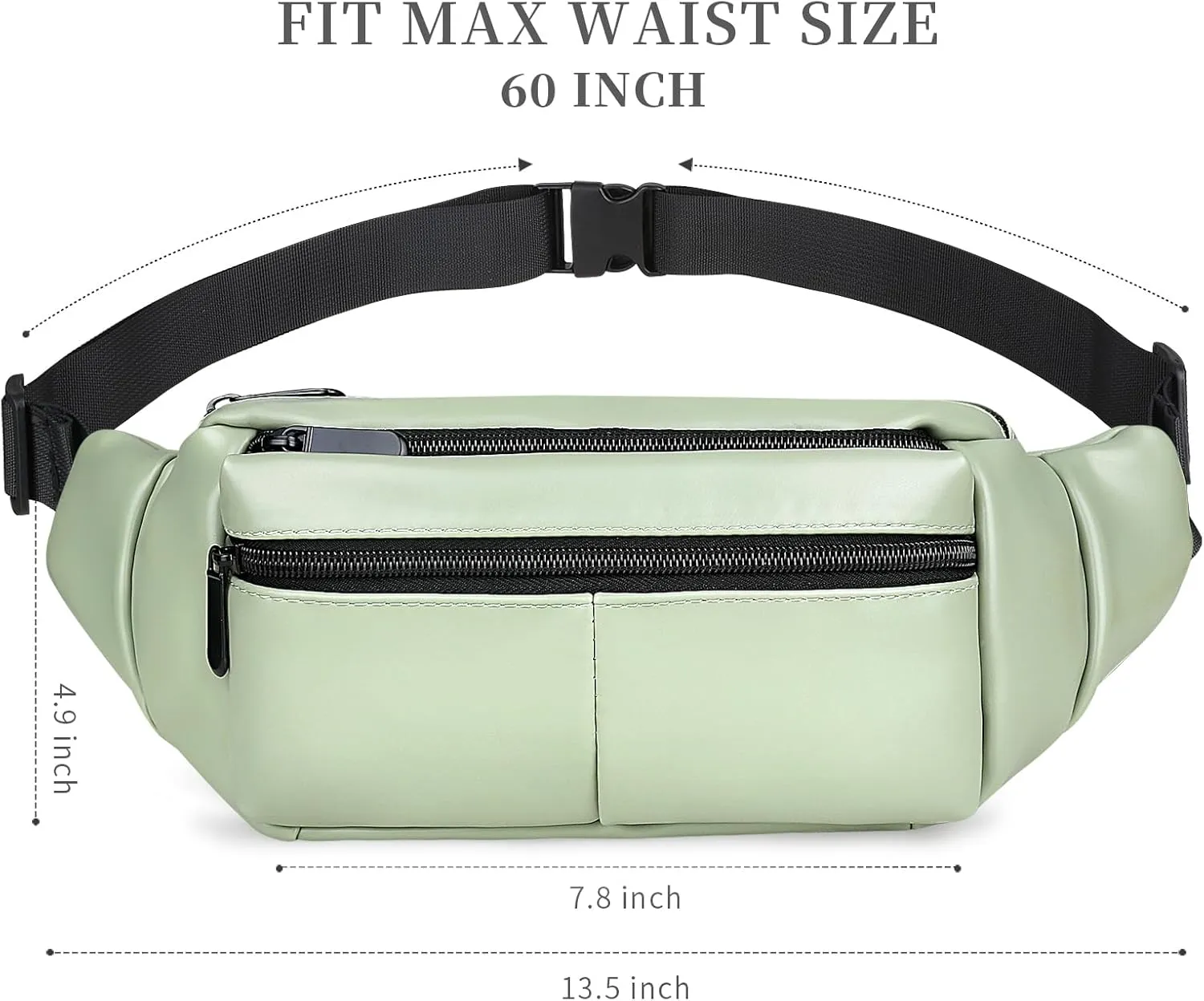Fanny Packs for Women Plus Size, PU Leather Fanny Pack Running Belt Bag for Women with Card Slots, Black Waist Bags Crossbody Waist Pack Hip Bum Bag for Travel Workout Hiking Disney Beige Brown Green