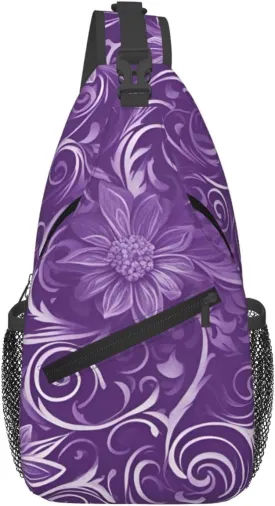 Floral Swirls Ivy print chest crossbody bag, fashion leisure travel bag, cross-body bag for men and women, Black, One Size, Black, One Size