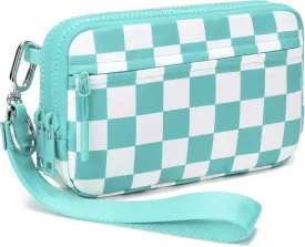 FODOKO Wristlet wallets for women Nylon Quilted Wallet with 4 Zippers,Travel Credit Card,Holder Cell Phone Organizer,coin purse