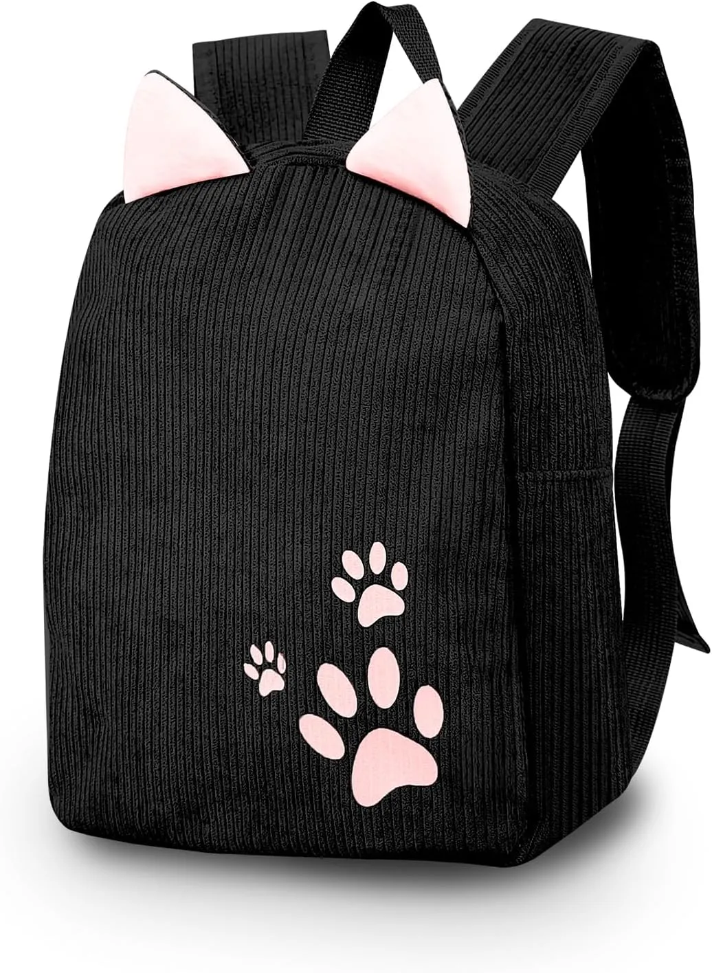 Girls Backpack, Corduroy Cute Small Backpacks for Girls and Women, Delicate Girls Backpack Purse for Travel (black)