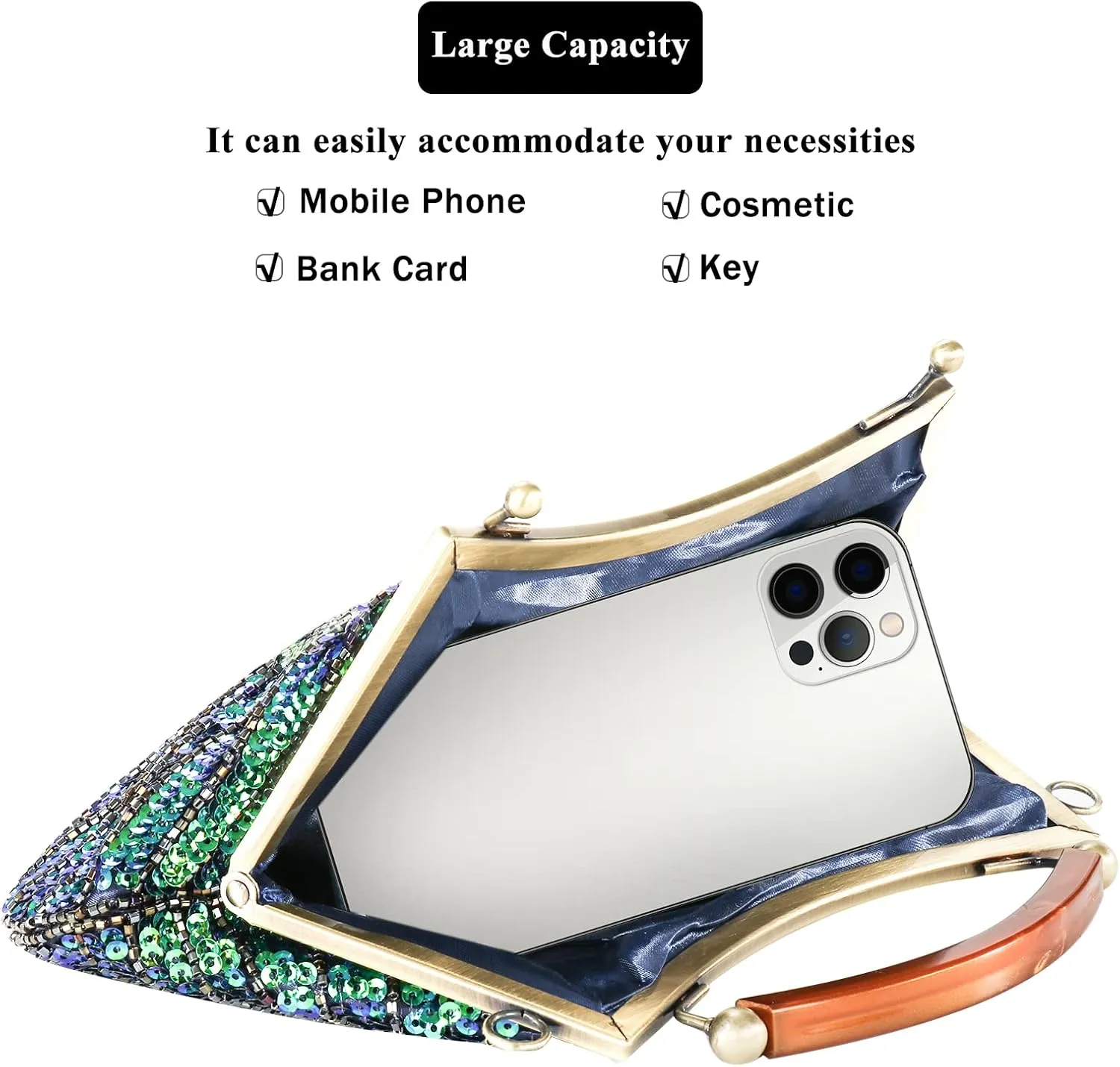 GUOZI Women's Vintage Beaded Sequin Peacock Clutch Purse Handmade Crossbody Evening Bag Handbag For Wedding Party Prom
