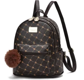 I IHAYNER Girls Fashion Backpack Purse Leather Mini Backpack Purse for Women Satchel School Bags with Pompom Travel Daypacks
