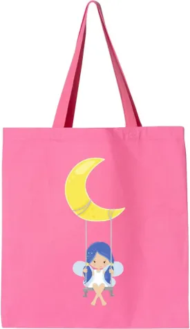 inktastic Stardust Fairy, Cute Fairy, Fairy on a Swing, Moon Tote Bag