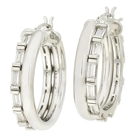 Katharine McPhee 4.5ctw Baguette Hoop Earrings - Sterling Silver