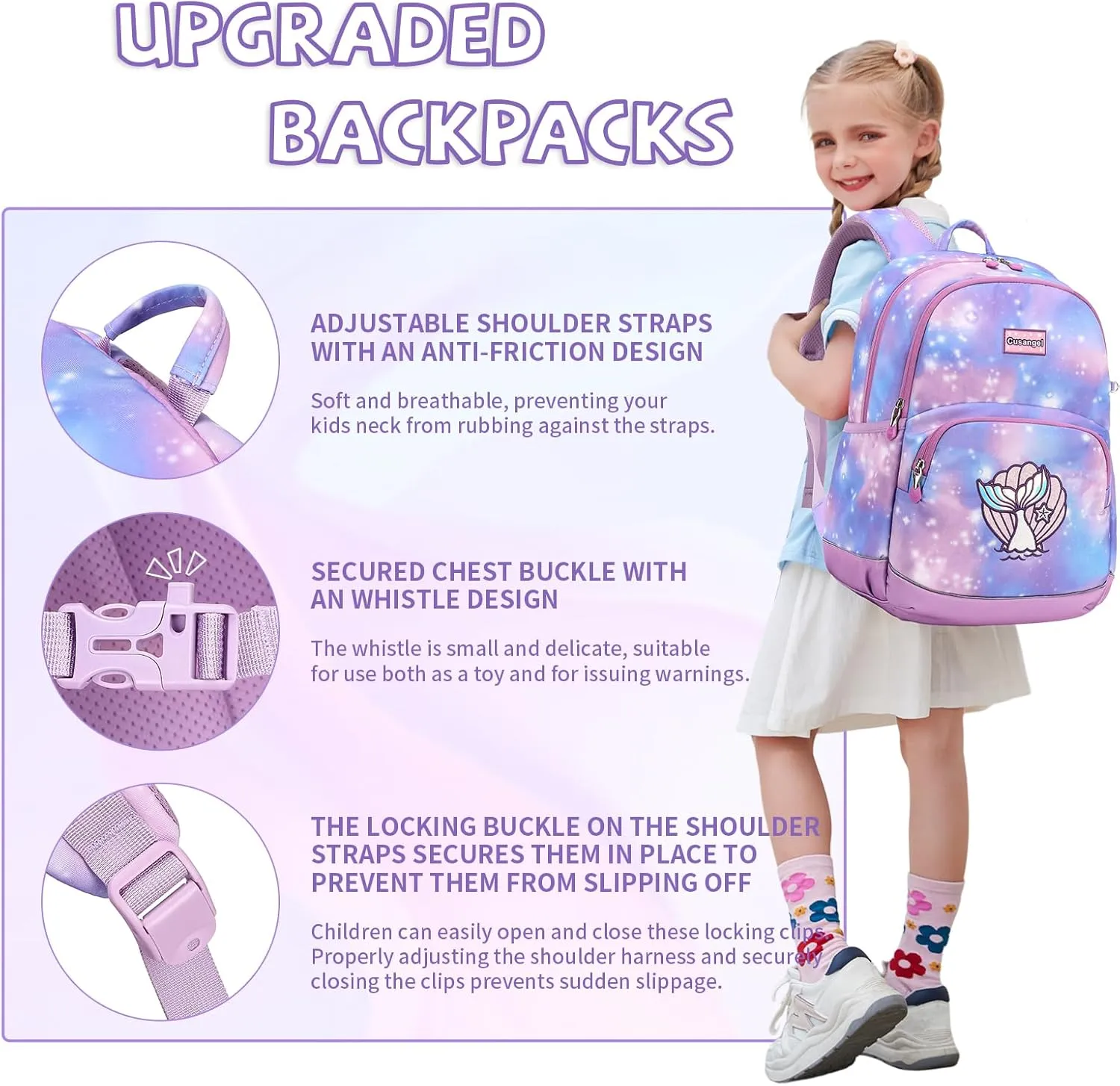 Kids Backpack for Girls Preschool Elementary Kindergarten School Bag 15.6 Multifunctional Cute Large Capacity