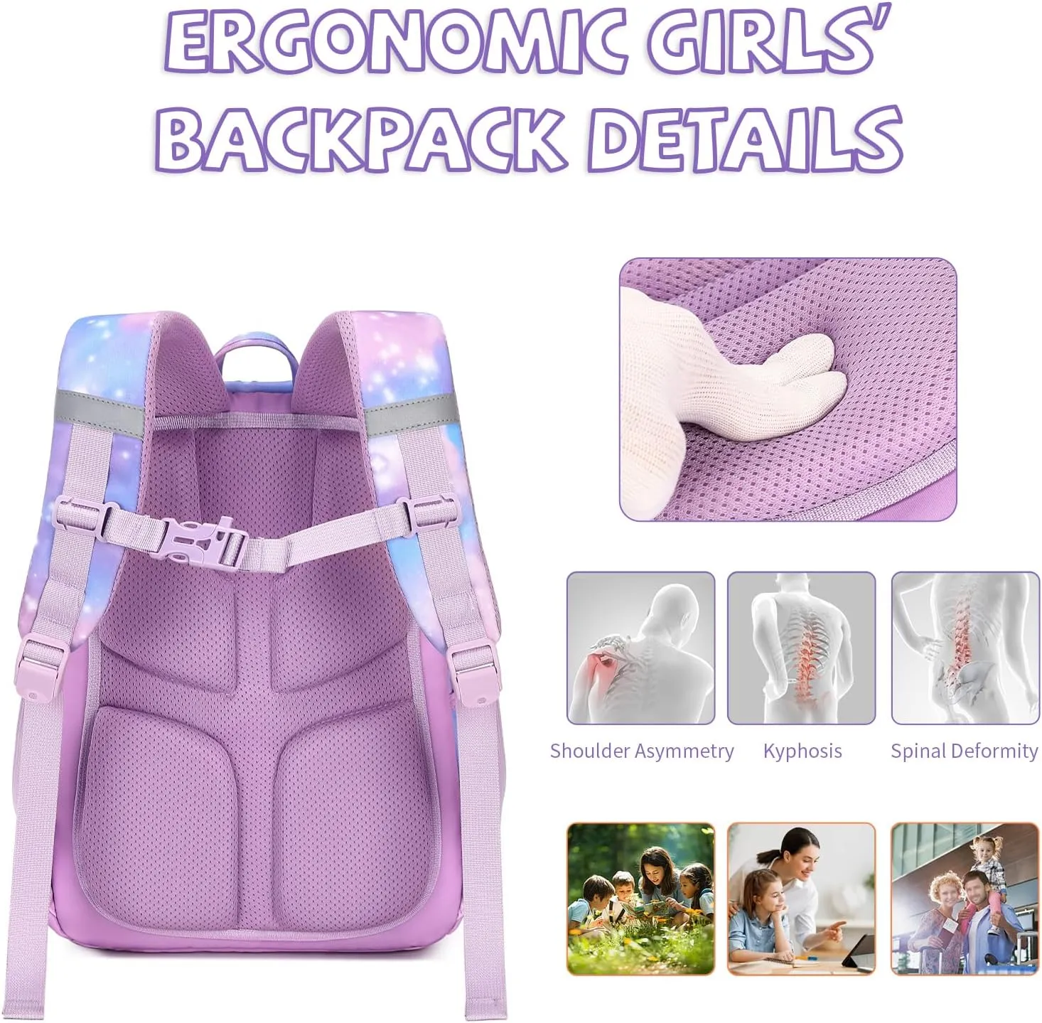 Kids Backpack for Girls Preschool Elementary Kindergarten School Bag 15.6 Multifunctional Cute Large Capacity