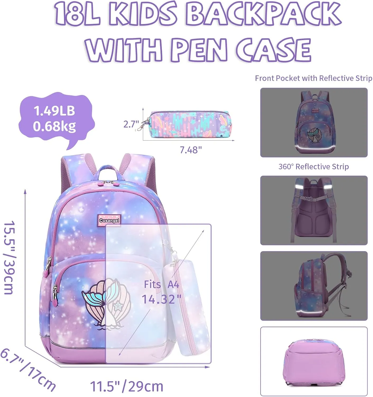Kids Backpack for Girls Preschool Elementary Kindergarten School Bag 15.6 Multifunctional Cute Large Capacity