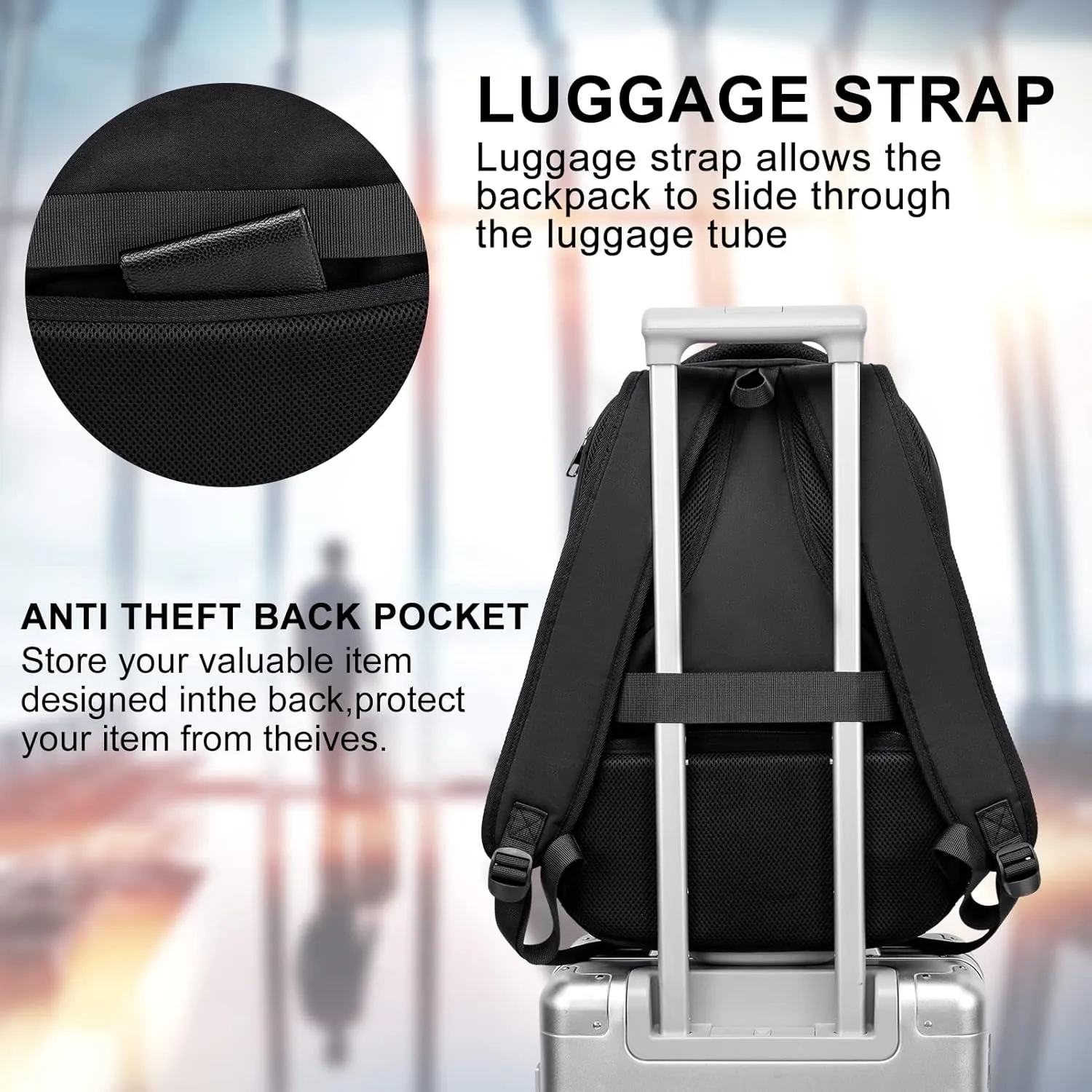 Laptop Backpack for Men, Extra Large School Backpacks for Teen Boys, Anti-Theft Water Resistant Back Pack with USB Charging Port, Fits 17.3-Inch Laptop, Black