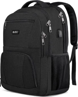 Laptop Backpack for Men, Extra Large School Backpacks for Teen Boys, Anti-Theft Water Resistant Back Pack with USB Charging Port, Fits 17.3-Inch Laptop, Black