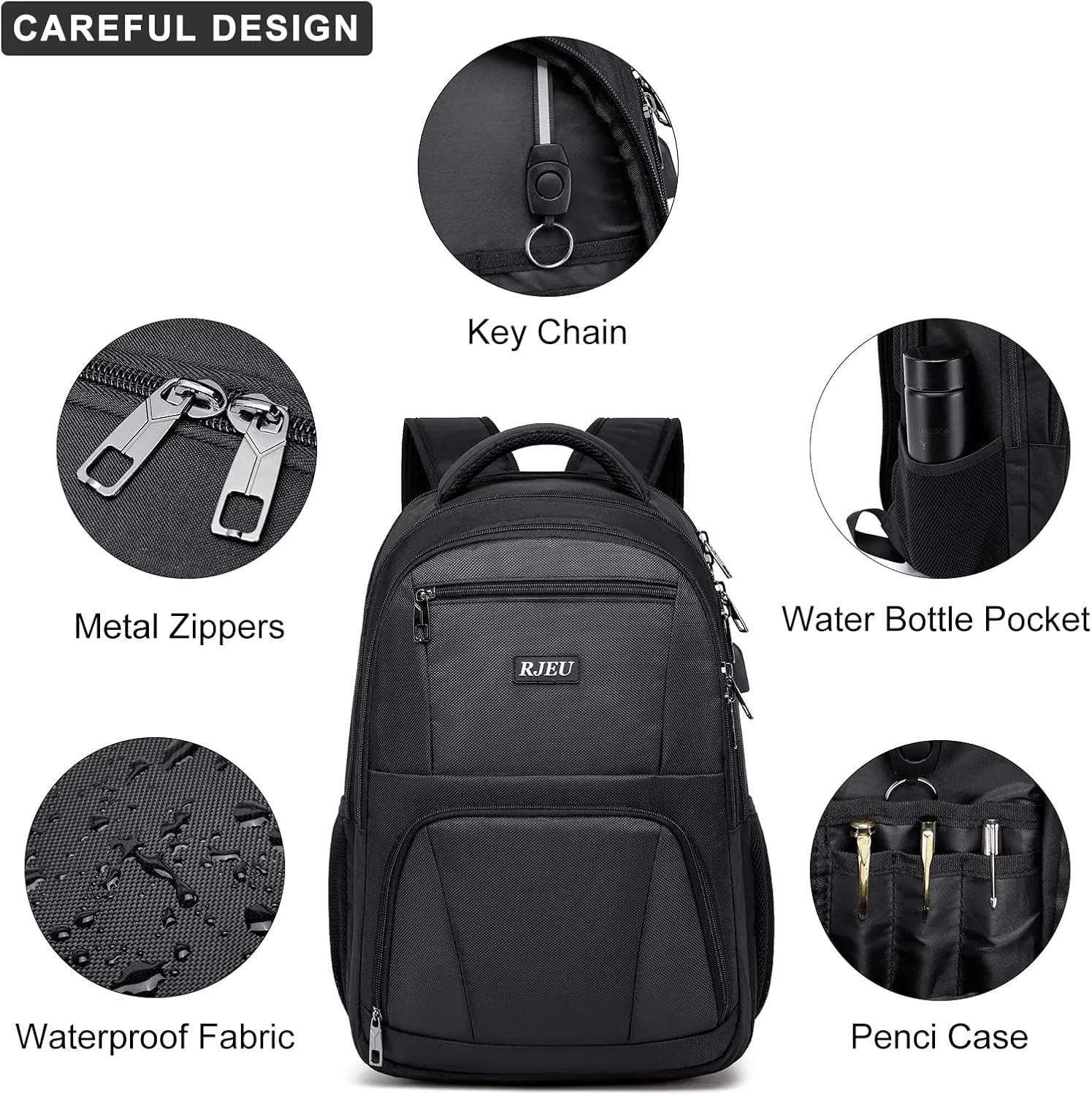 Laptop Backpack for Men, Extra Large School Backpacks for Teen Boys, Anti-Theft Water Resistant Back Pack with USB Charging Port, Fits 17.3-Inch Laptop, Black