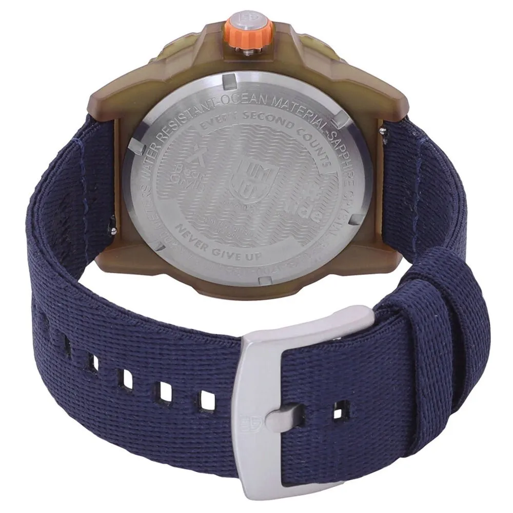 Limited Edition Luminox Bear Grylls Survival ECO x #tide Ocean Material Blue Dial Blue Textile Strap Date Divers Quartz Mens Watch XB.3703