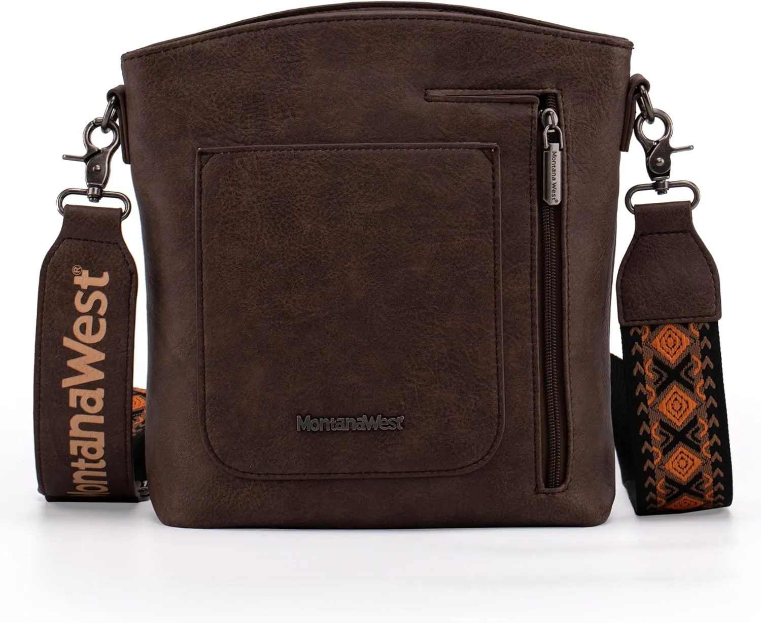 Montana West Multi Zip Pocket Large Crossbody Bag With Guitar Strap