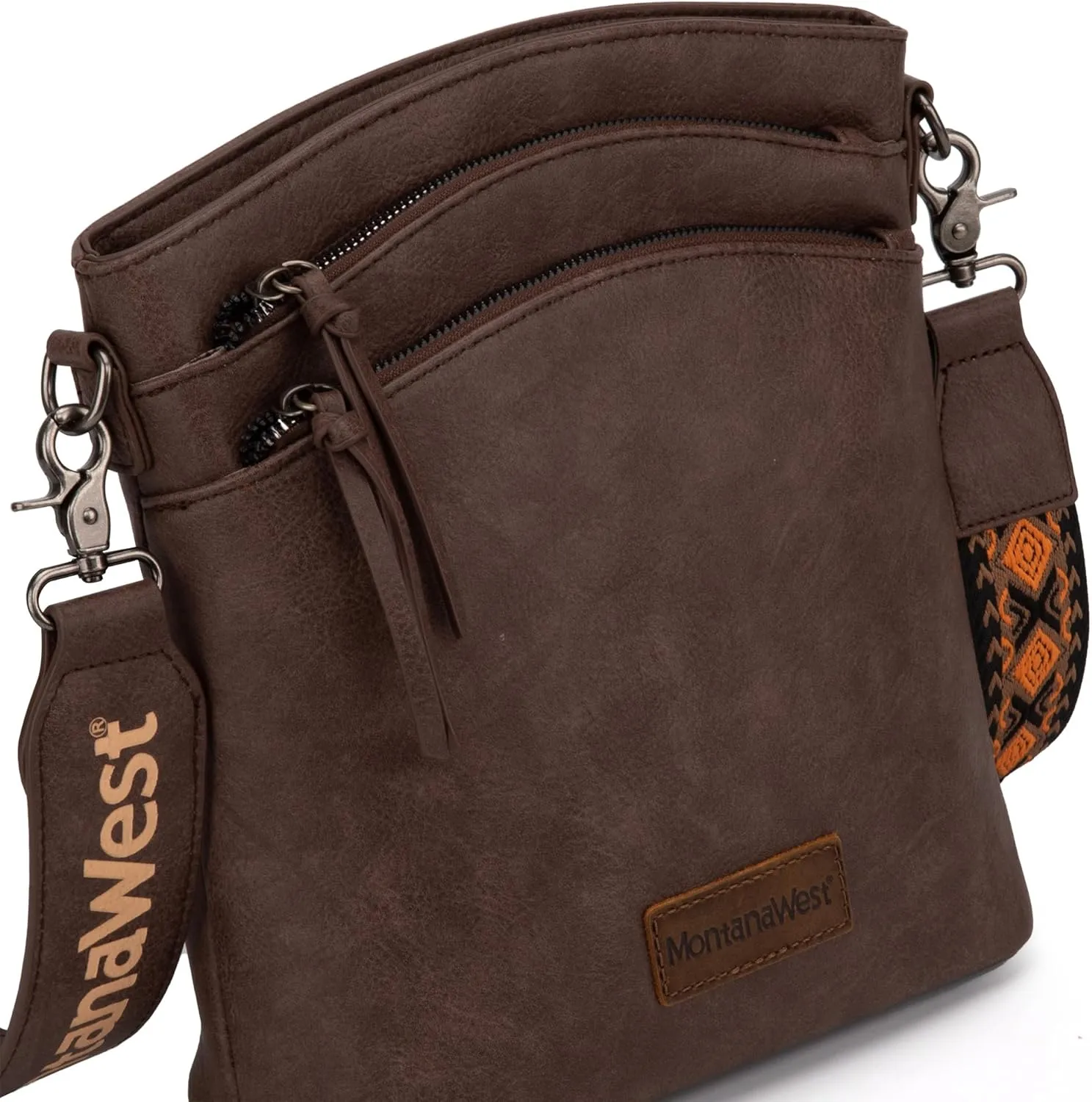 Montana West Multi Zip Pocket Large Crossbody Bag With Guitar Strap