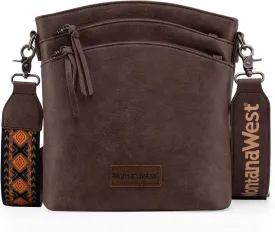 Montana West Multi Zip Pocket Large Crossbody Bag With Guitar Strap