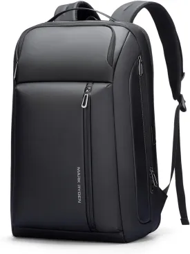 Muzee Business Laptop Backpack, Expandable 25L-35L Large Capacity Travel Backpack, Water-resistant Cabin Backpack 45x30x25cm, Work Bag with USB for Men - Black