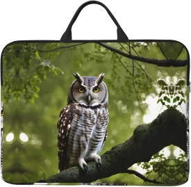 Owl Tree Branches Print Stylish 14in Polyester Laptop Bag Carry Laptop Bag With Water-Resistant Feature