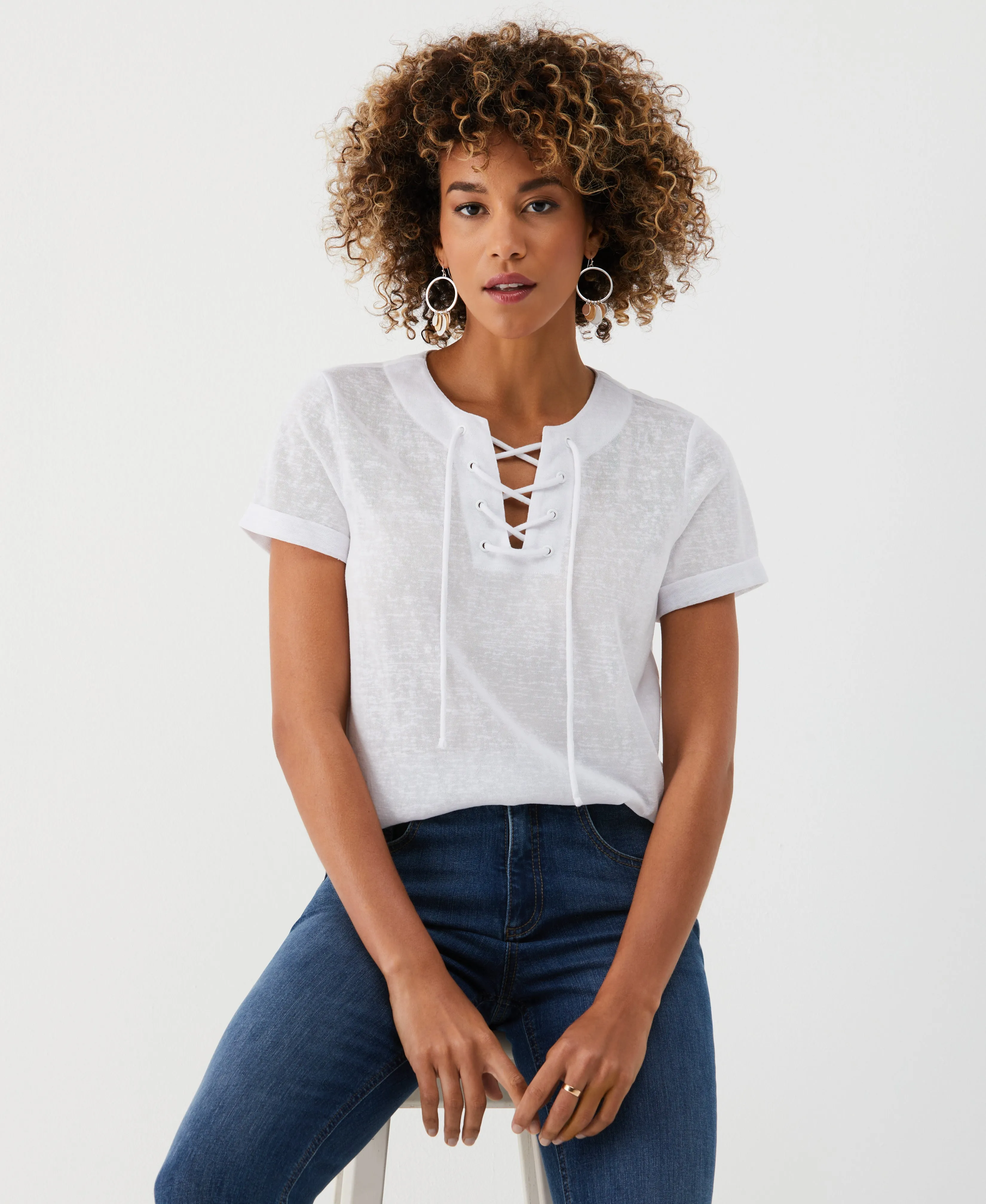 Petite Eco Lace-Up Tee