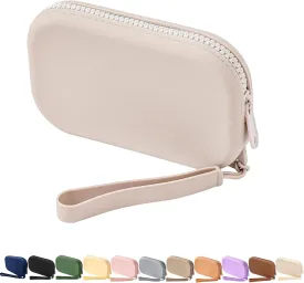 Small Silicone Multifunctional Essential Bag Portable Travel Makeup Bag for Women Men Cards Cash Bag Zipper Pouch (Grey)