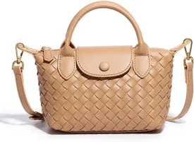 Small Woven Crossbody Bags Purse for Women Trendy Leather Dumpling Lightweight Mini Handbag
