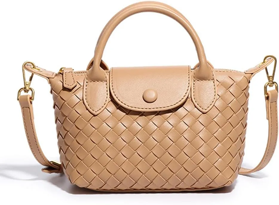 Small Woven Crossbody Bags Purse for Women Trendy Leather Dumpling Lightweight Mini Handbag